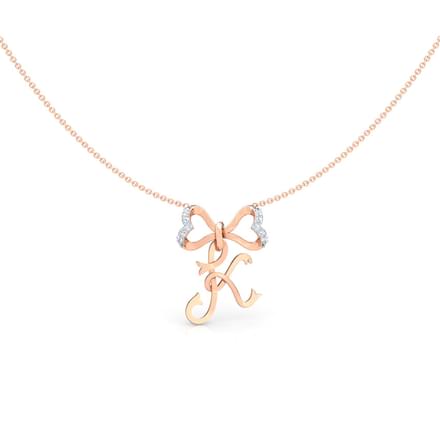 Alphabet K Bow Diamond Necklace