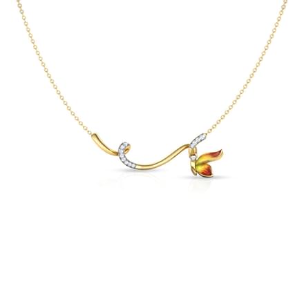 Tendril Orange Butterfly Necklace