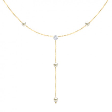 Cluster and Pearls Lariat Necklace