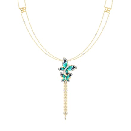 Majestic Blue Butterfly Lariat Necklace