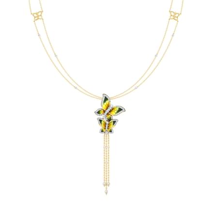Majestic Green Butterfly Lariat Necklace